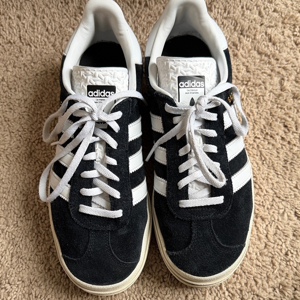 Adidas Women's Gazelle Black and White Platform Sneakers - Picture 3 of 4